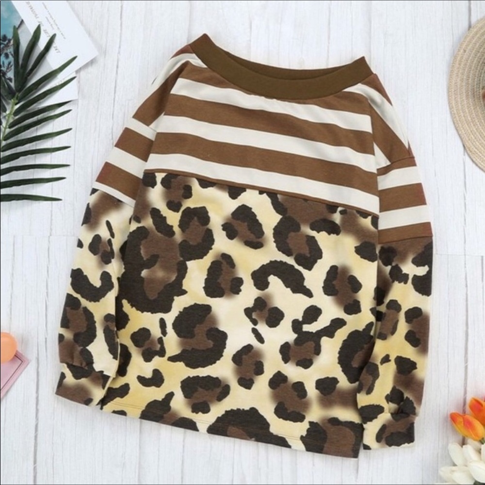 FINAL MARK-DOWN LEOPARD PRINT TOP W/BROWN STRIPES - Picture 6 of 7